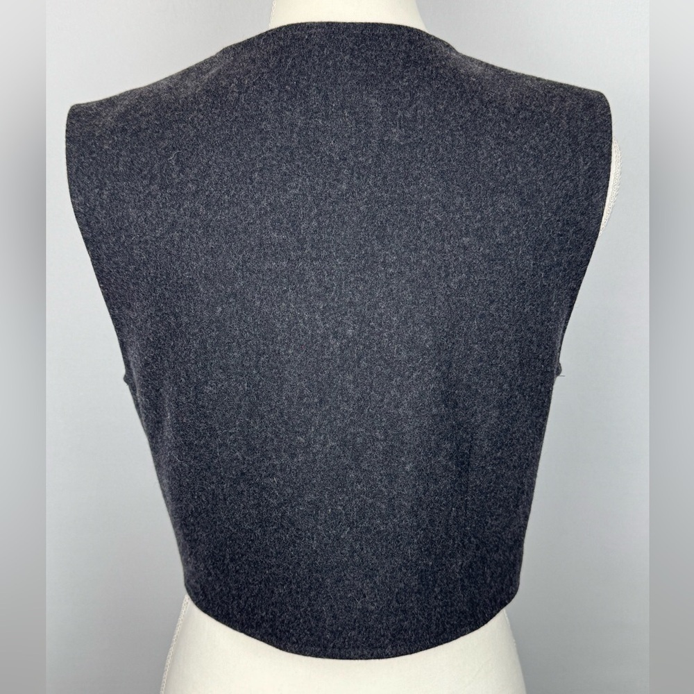 Vintage Gap Boiled Wool Vest Embroidery Full Zip Charcoal Grey Nordic Medium - Picture 6 of 9